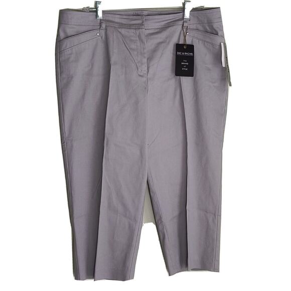 Zac & Rachel Capri Pants Women's Size 16 Silver/Gray Slim Crop Sateen New - Picture 1 of 14